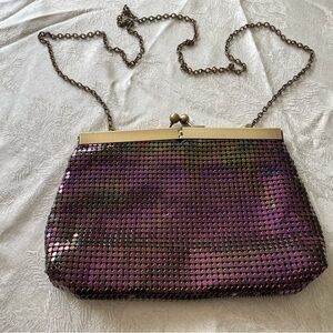 Purple (with green & gold shift)  Mesh purse convertible to clutch.